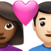 👩🏾‍❤️‍👨🏻 couple with heart: woman, man, medium-dark skin tone, light skin tone display on Apple